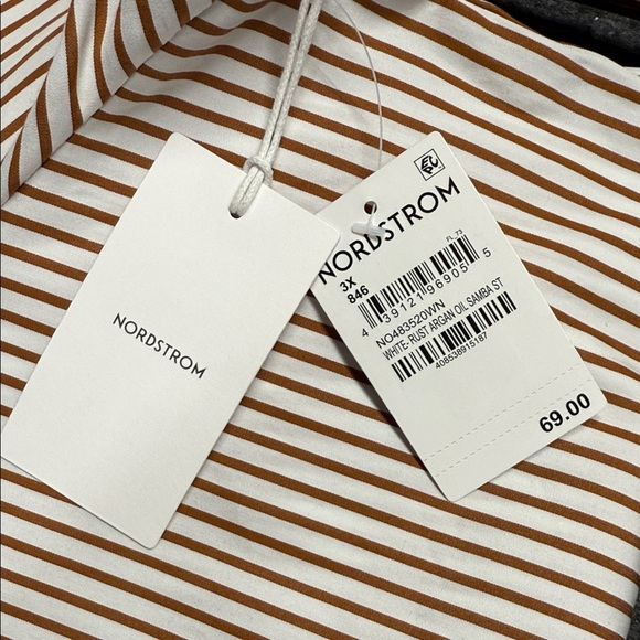 Nordstrom Tan and White Striped Blouse Plus size - Picture 4 of 4